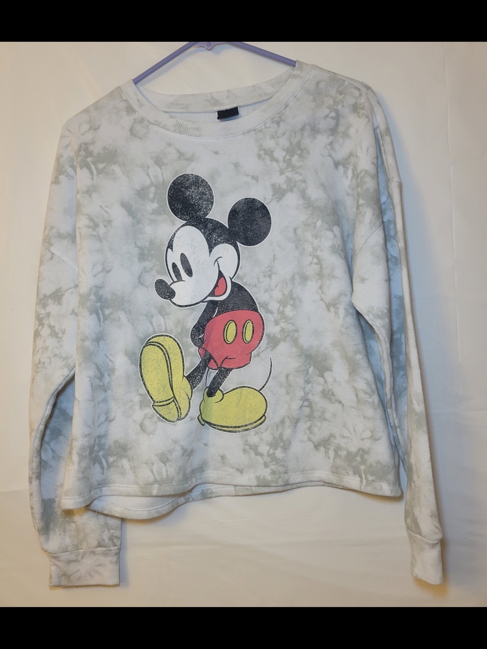 Mickey Mouse Tie-Dye Crewneck Sweatshirt - White/Grey